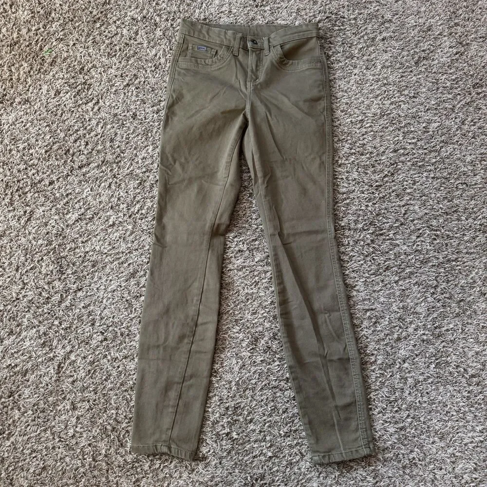 Kuhl Kontour Skinny Jeans Olive Green Women's 4 Reg Hiking Outdoors Tie Waist - Picture 2 of 13